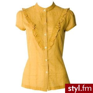 Żółta bluzeczka z krótkim rękawem,z lekkim żabocikiem. - Pozostałe Ciuchy Moda
