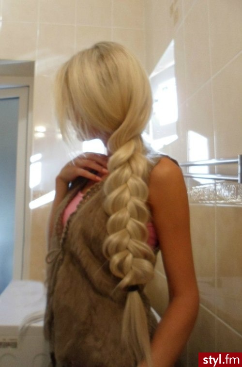 Blond Warkocze Proste Na co dzień Długie Fryzury