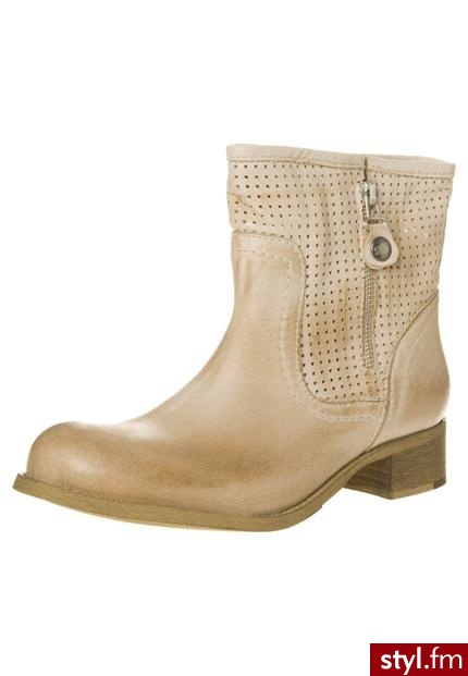 Shoot Botki kowbojki i motocyklowe beżowy - Botki Buty Moda