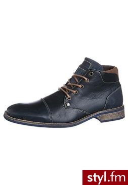 Zign Botki sznurowane niebieski - Botki Buty Moda