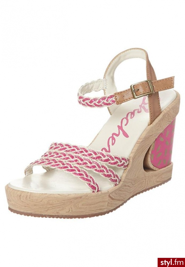 Skechers PEEK A BOO Sandały na koturnie różowy - Koturny Buty Moda