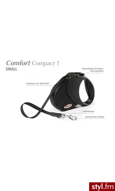 FLEXI SMYCZ AUTOMATYCZNA Comfort COMPACT 1 - CZARNA - Psy Zwierzaki