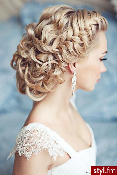 Blond Upięcie Kręcone Ślubne Długie Fryzury