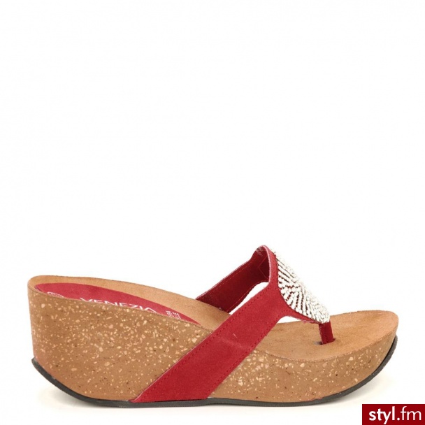 Venezia KLAPKI NA KOTURNIE 1594 CRO ROSS - Klapki Buty Moda
