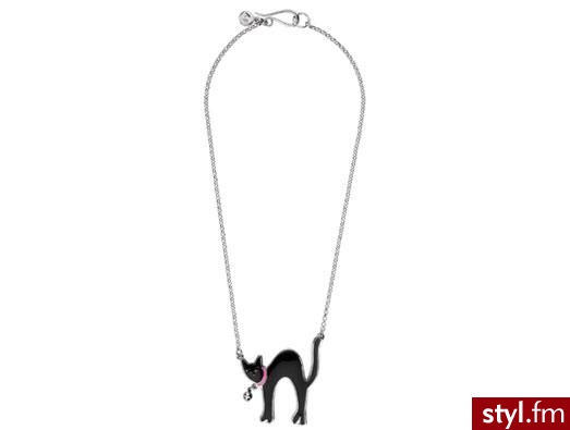 Czarny kot na srebrnym łańcuszku od Lulu Guinness - 75 GBP - Pozostałe Dodatki Moda
