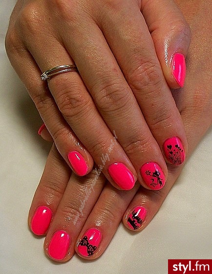 manicure hybrydowy - Migdałki Stempelki Naturalne Paznokcie