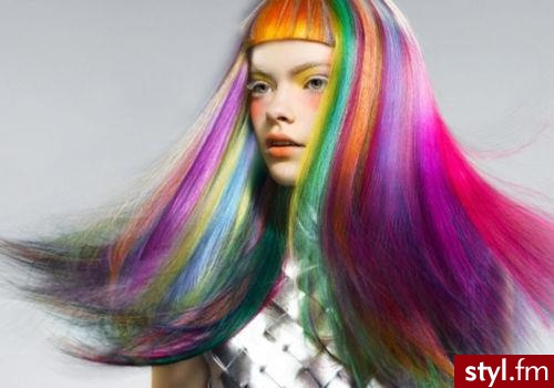 Kolorowe Rozpuszczone Proste z grzywką Na co dzień Długie Fryzury