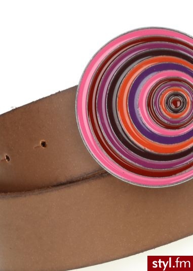 DESIGUAL Pasek circle buckle brązowy - Paski Dodatki Moda