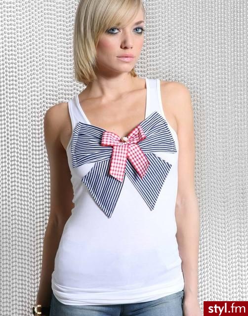 biały bawełniany top z wielka kokardką - 35 funtów - Pozostałe Ciuchy Moda