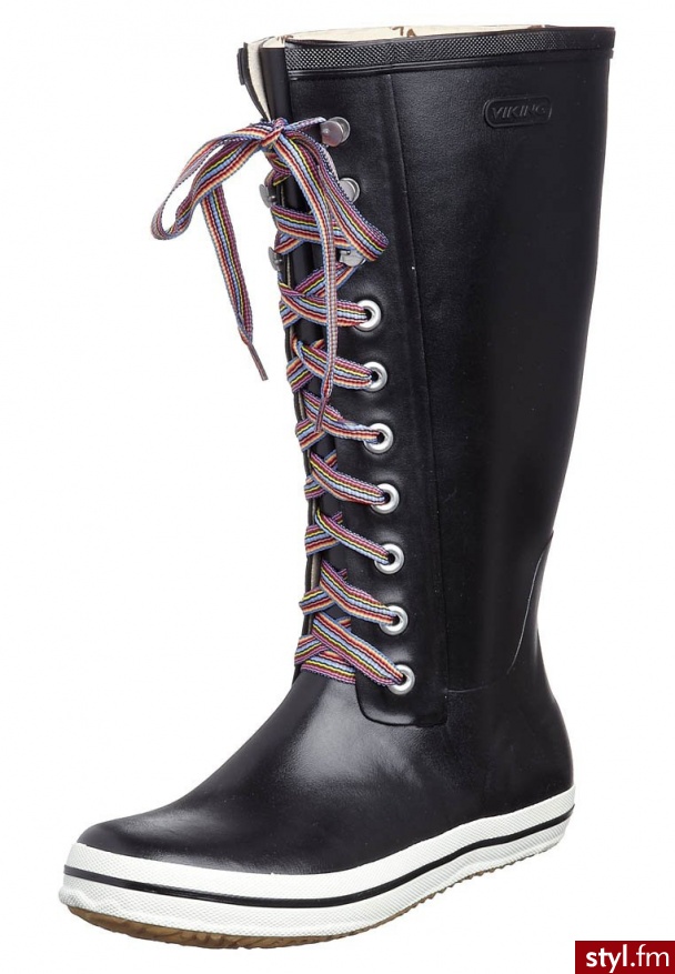 Viking RETRO W STRIPED LACES Kalosze czarny - Kalosze Buty Moda