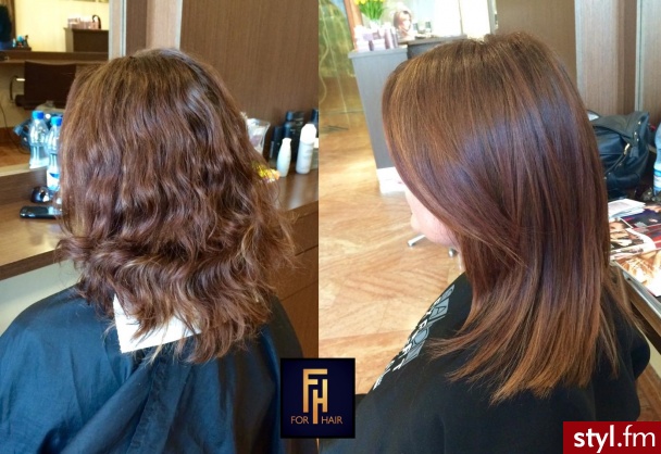 Fryzura przed i po regeneracji z użyciem Olaplex.
Salon For Hair. - Brązowe Rozpuszczone Proste Na co dzień Średnie Fryzury