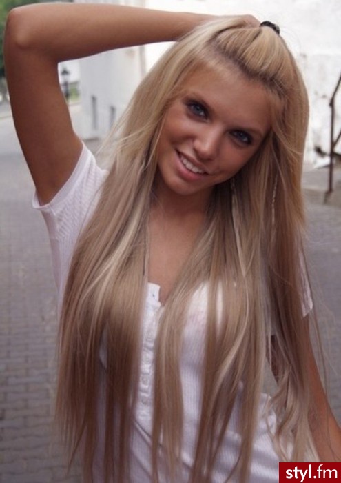 capucino blond - Blond Rozpuszczone Proste Na co dzień Długie Fryzury