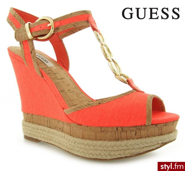 GUESS WESTEN zEPPA WEDGE FABRIC ORANGE - Koturny Buty Moda