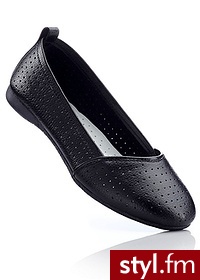 Bonprix Baleriny skórzane czarny 912012_19400 - Balerinki Buty Moda