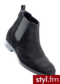 Bonprix Botki skórzane czarny 912609_25182 - Botki Buty Moda