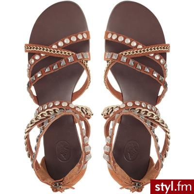 Ash Maracuja Stud And Chain Flat Gladiator Sandals - Polyvore. Pobrano ze strony: http://www.polyvore.com/ash_maracuja_stud_chain_flat/thing?id=17720785 - Pozostałe Buty Moda