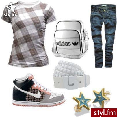 buty - nike dunk high 89.99 $
torba - adidas 29 $
t-shirt - burton 25 $
pasek - burton
rurki - ? 
kolczyki - chanel - Styler