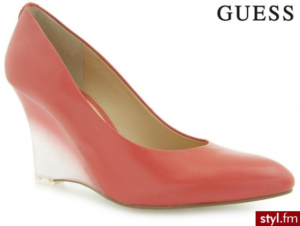 Guess TRIPPER2 zEPPA WEDGE LEATHER CORAL - Czółenka Buty Moda