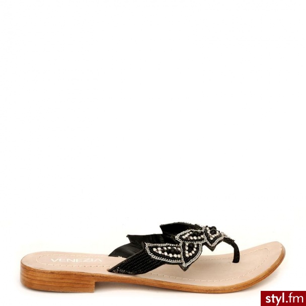 Venezia  Klapki- Japonki 13406 Pel Ner - Klapki Buty Moda