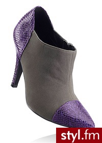 Bonprix Botki szary - skóra węża 963414_22146 - Botki Buty Moda