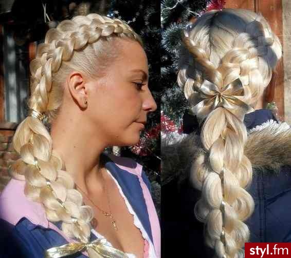 Blond Warkocze Proste Na co dzień Długie Fryzury