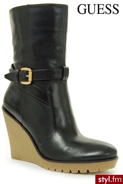Guess BOTKI ELAYNA STIVALETTO LEATHER BLACK - Botki Buty Moda