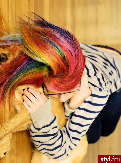Kolorowe Rozpuszczone Proste Na co dzień Średnie Fryzury