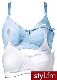 Bonprix Biustonosz laktacyjny (2 szt.) biały + jasnoniebieski 967779_3411 - Pozostałe Bielizna Moda