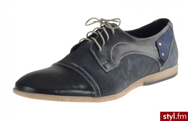 DUO Półbuty Man 054 Popielate - Półbuty Buty Moda
