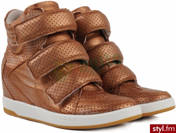 BRONX Trampki na koturnie brązowe 266775 - Koturny Buty Moda