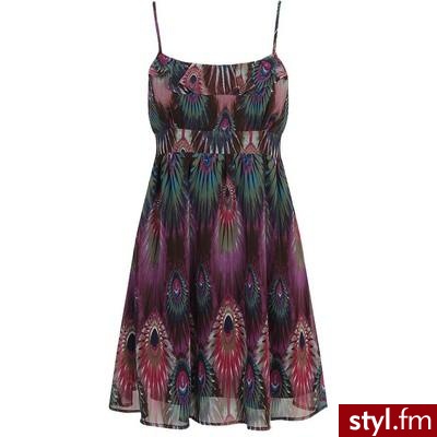Peacock Feather Dress - Forever21 - Polyvore. Pobrano ze strony: http://www.polyvore.com/peacock_feather_dress/thing?id=9338577 - Pozostałe Ciuchy Moda
