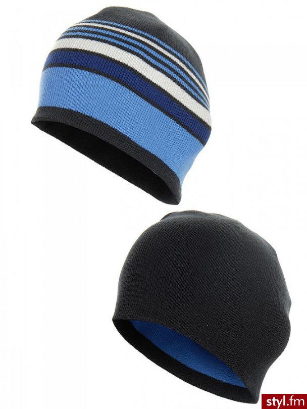 Nike CzAPKA BEANIE-STRIPE REVERSIBLE (czarno-niebieski) - Nakrycia głowy Dodatki Moda