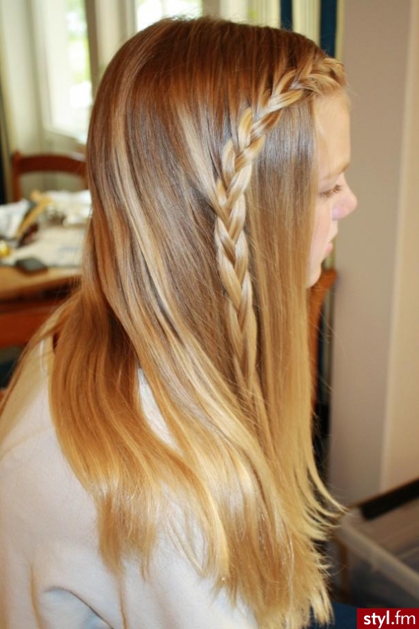Blond Warkocze Proste Na co dzień Długie Fryzury