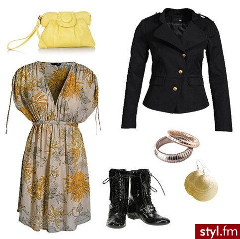 Torebka Mizensa 59zł (www.etorebka.pl), sukienka 119zł, żakiet ok. 160zł, kolczyki ok. 12zł H&M, buty 194zł Diba (www.butyk.pl), bransoletki Promod ok. 35zł/komplet - Pozostałe Ciuchy Moda
