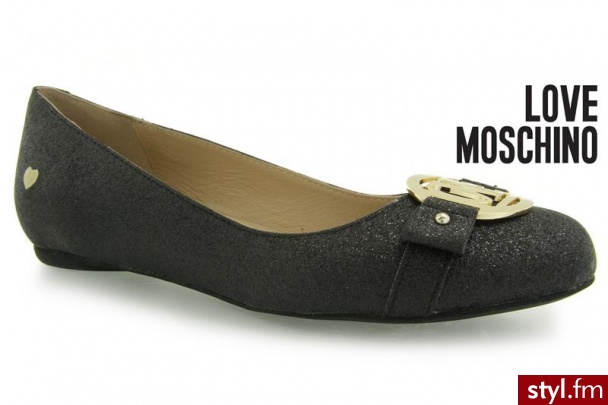 LOVE MOSCHINO SCARPA D.NANA05 GLITTER NERO - Balerinki Buty Moda