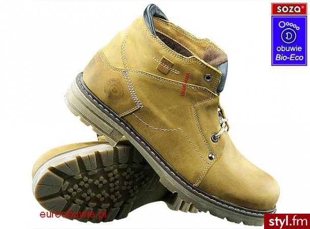 SOzA Bio Eco OBUWIE ZIMOWE CASUAL SO-720-F - CAMEL (SO-720-F ROZ. 40-45) Trekkingowe Odcienie żółtego i złota - Pozostałe Buty Moda