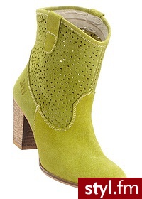 Bonprix Botki skórzane zielony 943637_24454 - Botki Buty Moda