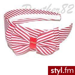 opaska biało czerwona w paski :) - Nakrycia głowy Dodatki Moda