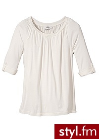 Bonprix Shirt z rękawem 3/4 ecru 936689_12437 - Bluzki Ciuchy Moda