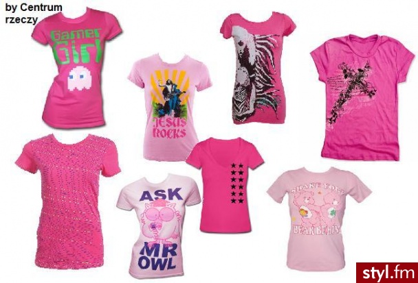 różowe  t-shirty - Pozostałe Ciuchy Moda