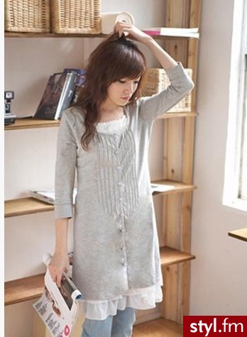 Japan Style Cardigan damski SW2636 Odcienie szarości i srebra - Swetry Ciuchy Moda