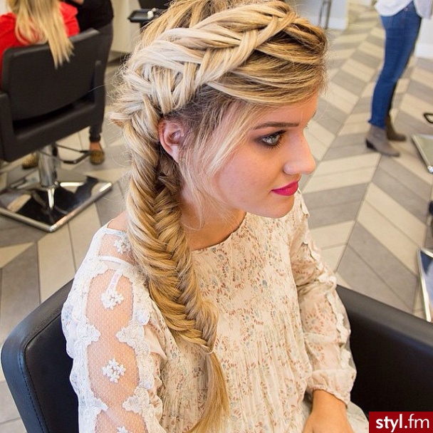 Blond Warkocze Proste Na co dzień Długie Fryzury