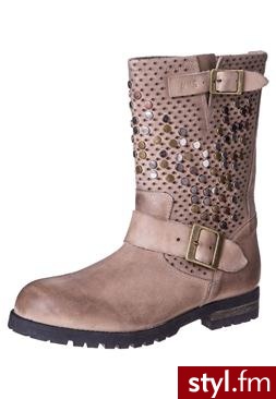 Buffalo Botki kowbojki i motocyklowe brązowy (13992) - Botki Buty Moda