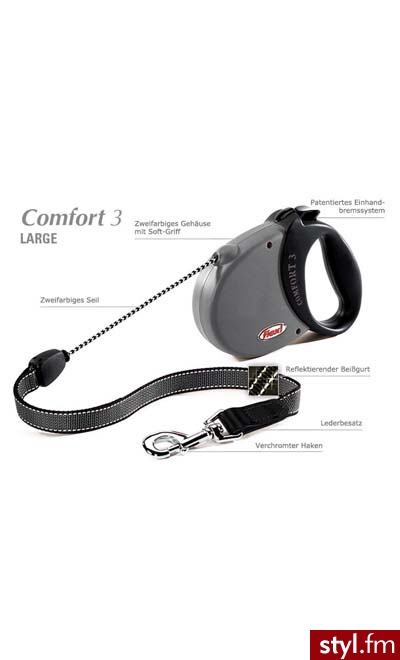 FLEXI SMYCZ AUTOMATYCZNA Comfort BASIC 3 - SZARA - Psy Zwierzaki