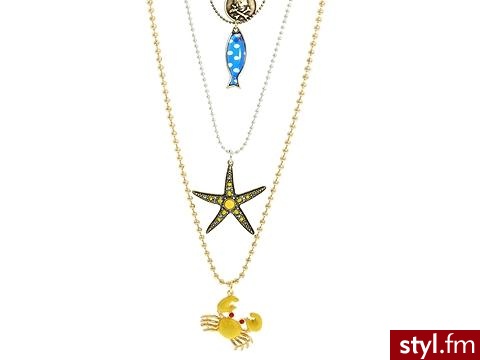 Cztery morskie przewieszki zawisły na łańcuszkach od Betsey Johnson tworząc cały naszyjnik - 79$ - Pozostałe Dodatki Moda