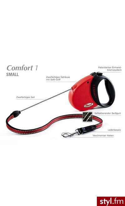 FLEXI SMYCZ AUTOMATYCZNA Comfort BASIC 1 - CZERWONA - Psy Zwierzaki
