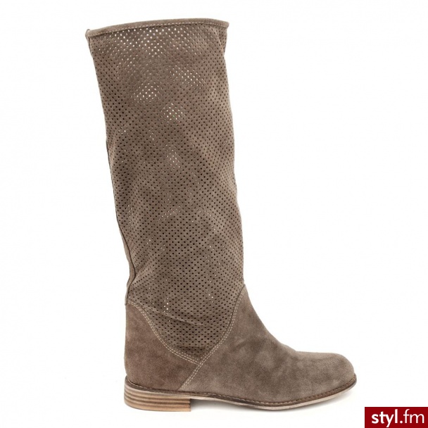 Venezia KOZAKI AŻUROWE M2B452 TAUPE - Kozaki Buty Moda