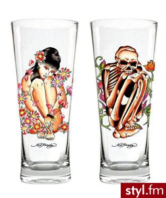 Ed Hardy i jego wzornictwo nawiązujące do sztuki tatuażu, także na szklankach! Cena: $14.99 - Misz-masz