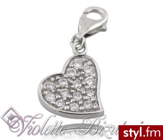 Violette Srebrna przywieszka diamentowe serce 102 - Wisiorki Biżuteria Moda