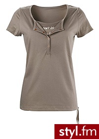 Bonprix Shirt z krótkim rękawem brunatny 936542_19508 - Bluzki Ciuchy Moda